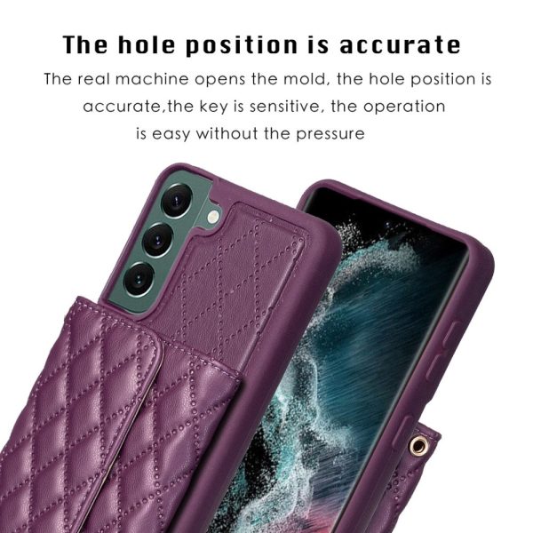 Stylish and versatile rhombus wallet cover for Samsung Galaxy S22 Plus - Purple Online Sale