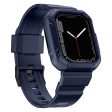 Apple Watch (41mm) carbon fiber style cover with watch strap - Dark Blue For Sale