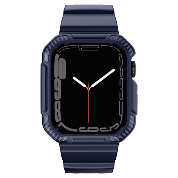 Apple Watch (41mm) carbon fiber style cover with watch strap - Dark Blue For Sale