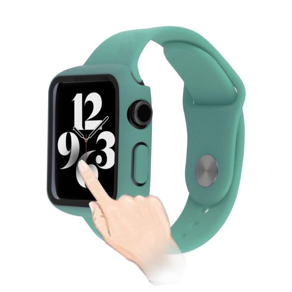 Apple Watch (41mm) cover with tempered glass + silicone watch strap - Green Discount