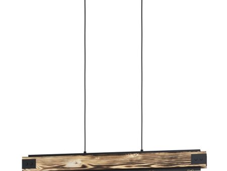 Layham 5Lt Pendant Light in Black and Rustic Wood Cheap