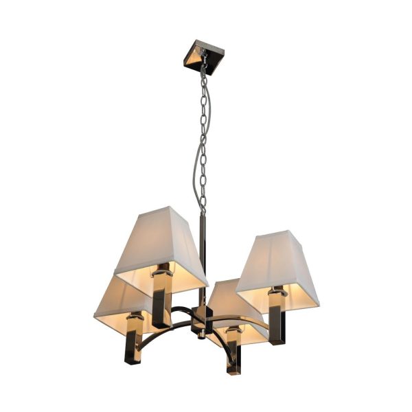 inox 4Lt Pendant Light in Stainless Steel and Cream Fabric Eurotech - INOX 3055 For Sale