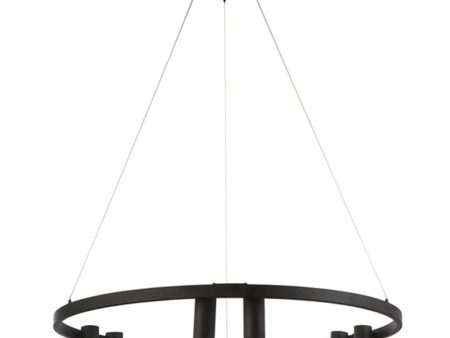 Mentera LED Pendant Light Round 6Lt 42w in Black For Sale