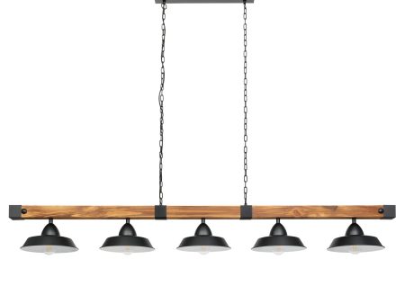 Oldbury 5Lt Pendant Light in Black and Brown Rustic For Discount