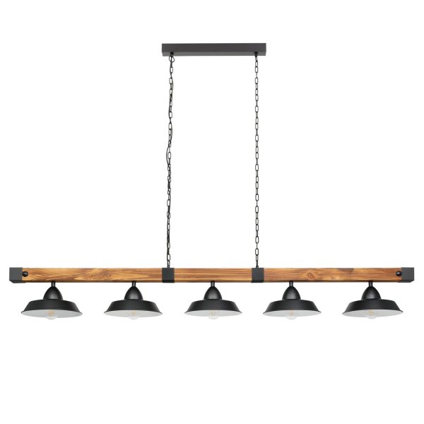 Oldbury 5Lt Pendant Light in Black and Brown Rustic For Discount