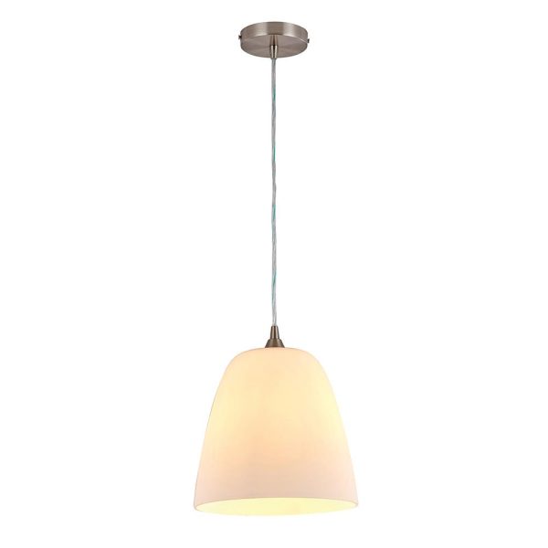 Lux industrial Pendant Light Curved in Brushed Chrome and Opal White Glass Eurotech - VP343 Cheap